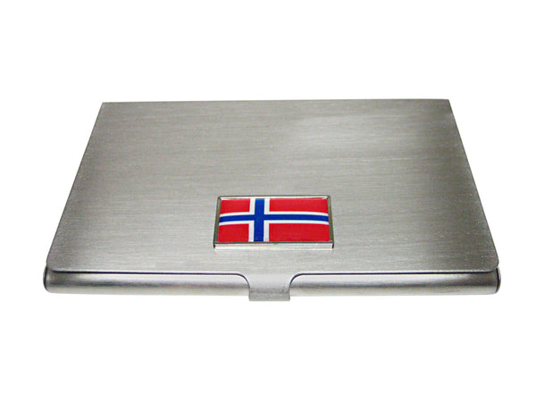Thin Bordered Norway Flag Pendant Business Card Holder