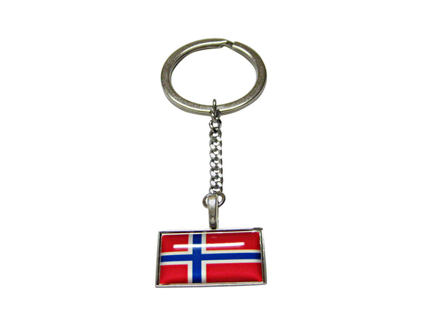 Thin Bordered Norway Flag Pendant Keychain