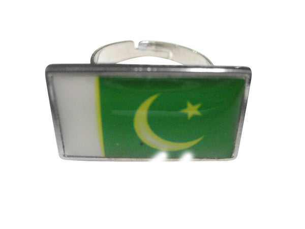 Thin Bordered Pakistan Flag Adjustable Size Fashion Ring