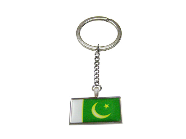 Thin Bordered Pakistan Flag Pendant Keychain