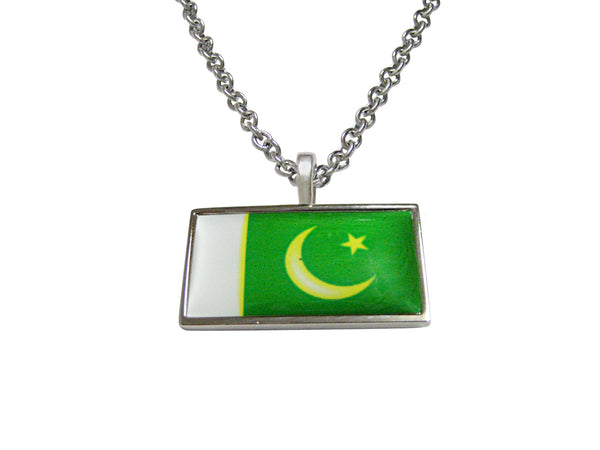 Thin Bordered Pakistan Flag Pendant Necklace