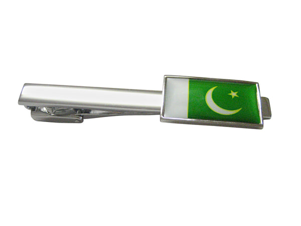 Thin Bordered Pakistan Flag Square Tie Clip