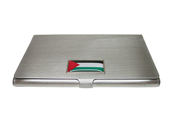 Thin Bordered Palestine Flag Pendant Business Card Holder