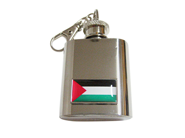 Thin Bordered Palestine Flag Pendant 1 Oz. Stainless Steel Key Chain Flask