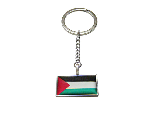 Thin Bordered Palestine Flag Pendant Keychain
