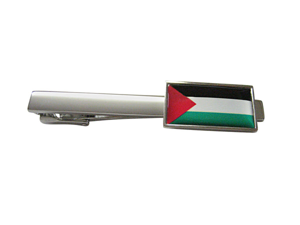 Thin Bordered Palestine Flag Pendant Square Tie Clip