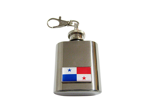 Thin Bordered Panama Flag Pendant 1 Oz. Stainless Steel Key Chain Flask