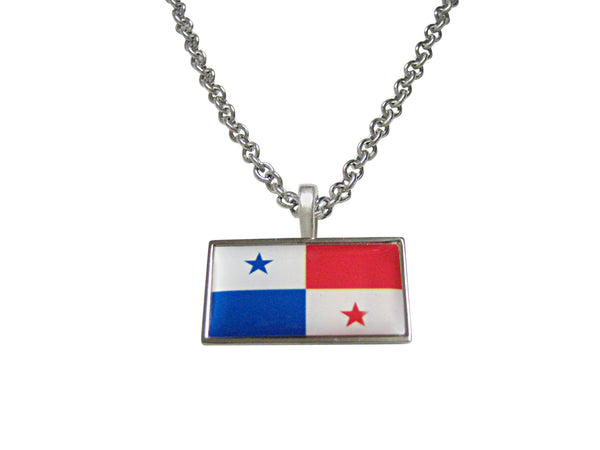 Thin Bordered Panama Flag Pendant Necklace