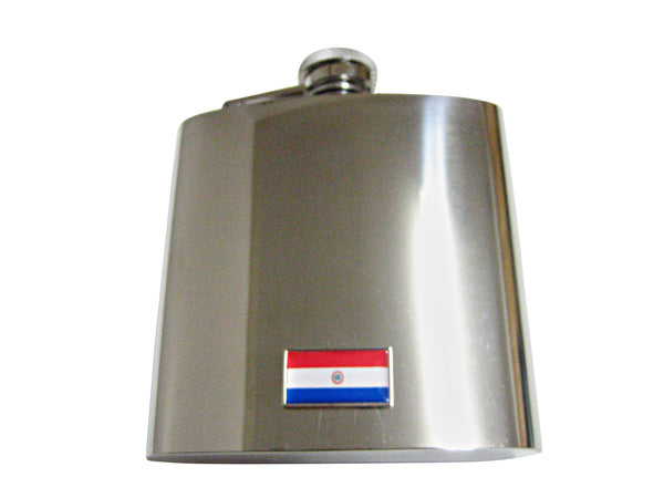 Thin Bordered Paraguay Flag Pendant 6 Oz. Stainless Steel Flask