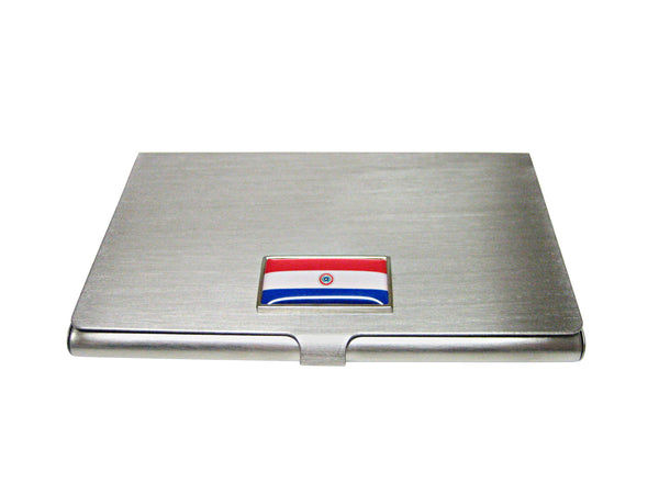Thin Bordered Paraguay Flag Pendant Business Card Holder