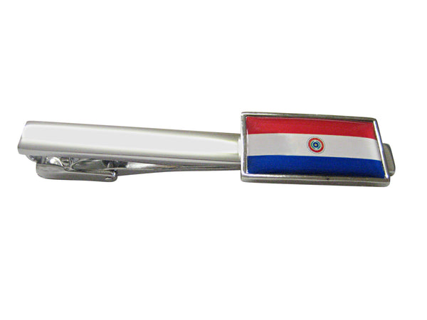 Thin Bordered Paraguay Flag Square Tie Clip