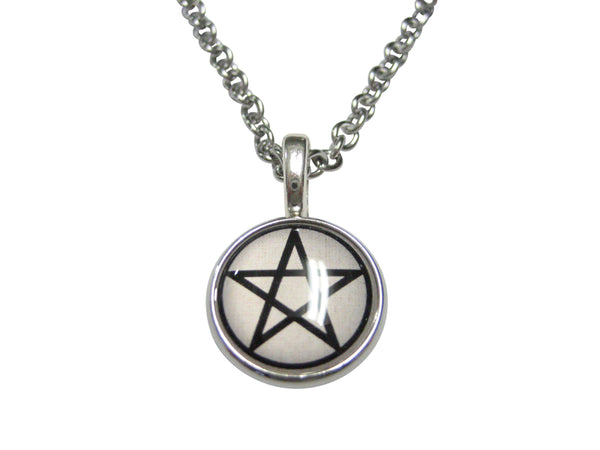 Thin Bordered Pentagram Star Pendant Necklace