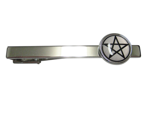 Thin Bordered Pentagram Star Square Tie Clip