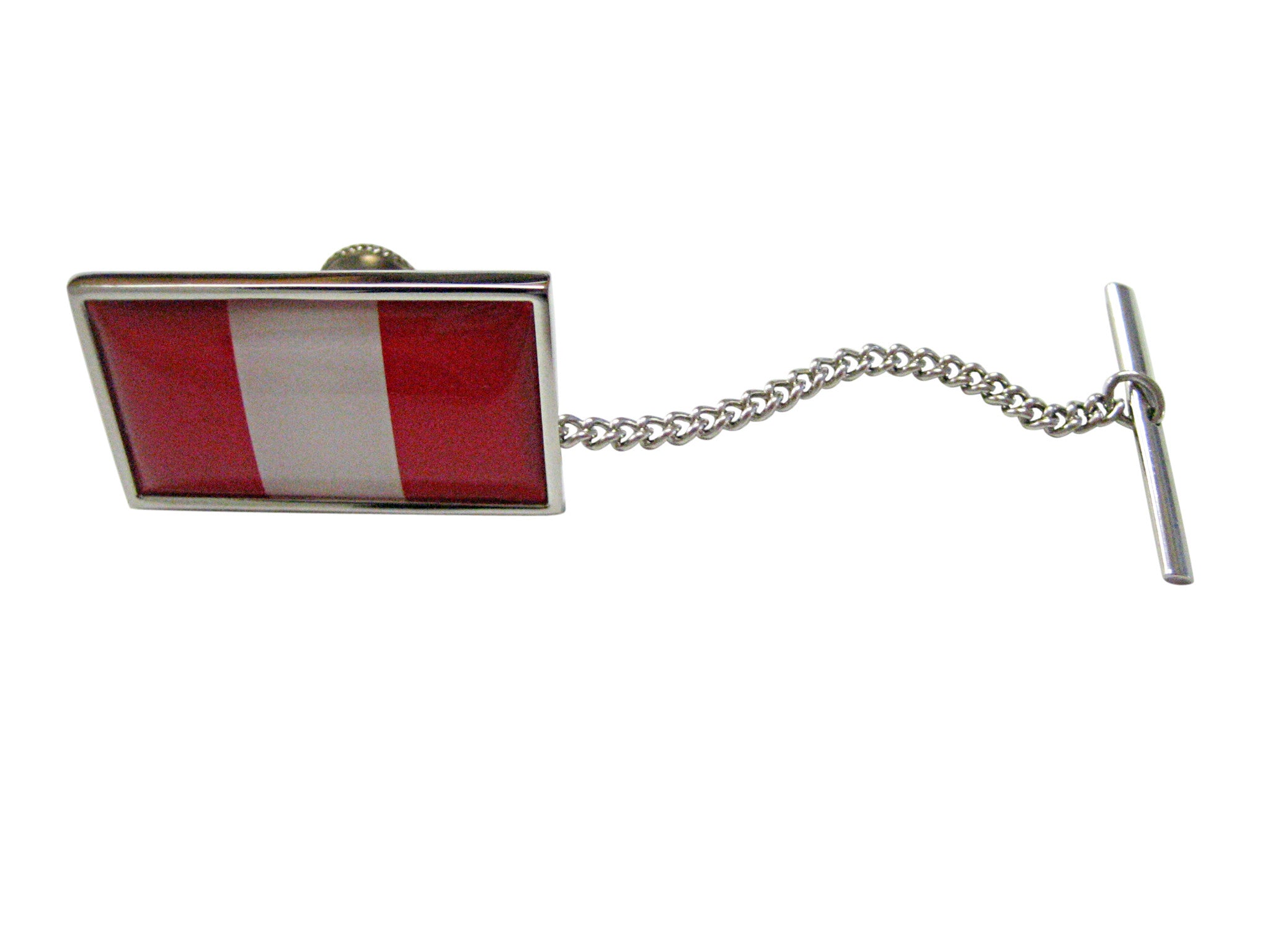 Thin Bordered Peru Flag Pendant Tie Tack