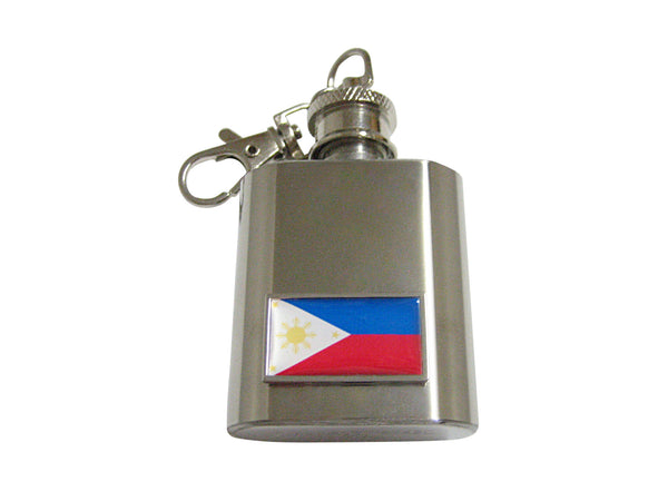 Thin Bordered Philippines Flag Pendant 1 Oz. Stainless Steel Key Chain Flask