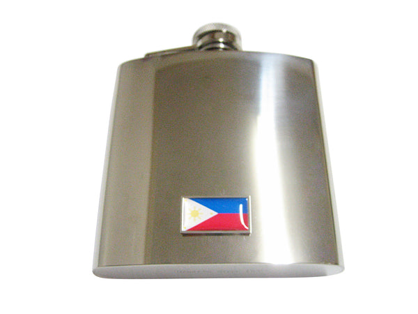 Thin Bordered Philippines Flag Pendant 6 Oz. Stainless Steel Flask