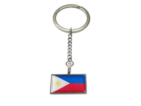 Thin Bordered Philippines Flag Pendant Keychain
