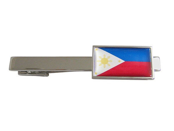 Thin Bordered Philippines Flag Square Tie Clip