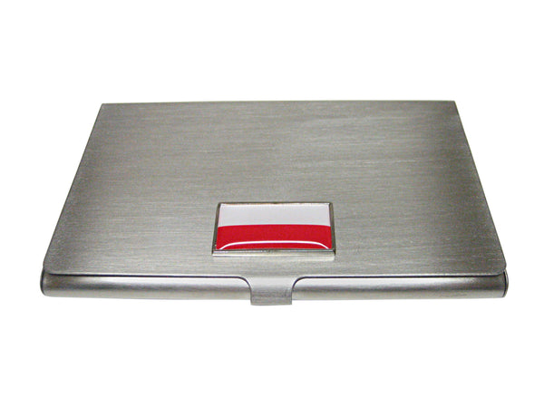 Thin Bordered Poland Flag Pendant Business Card Holder