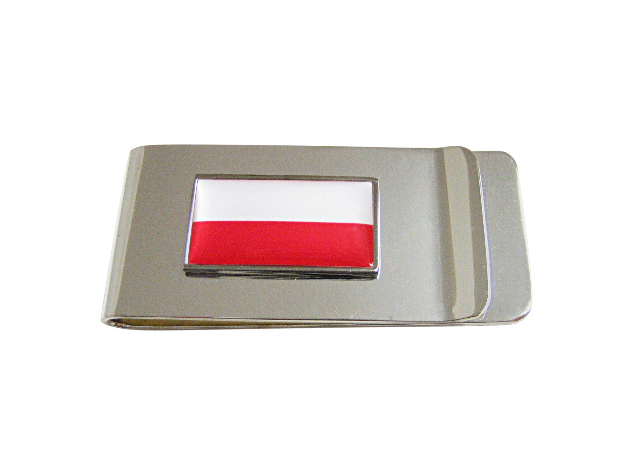 Thin Bordered Poland Flag Pendant Money Clip