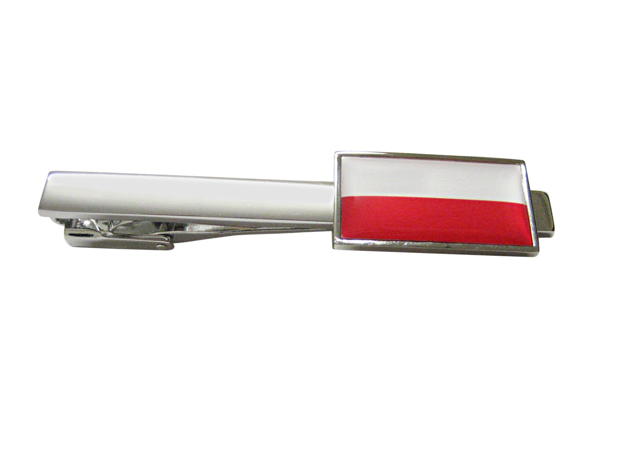 Thin Bordered Poland Flag Square Tie Clip