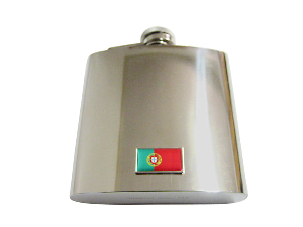 Thin Bordered Portugal Flag Pendant 6 Oz. Stainless Steel Flask