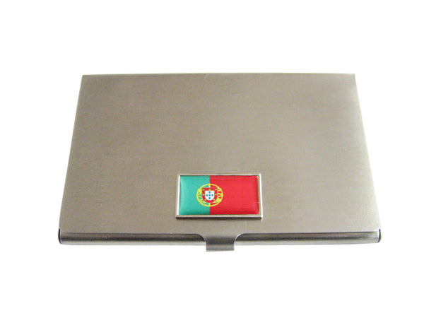 Thin Bordered Portugal Flag Pendant Business Card Holder