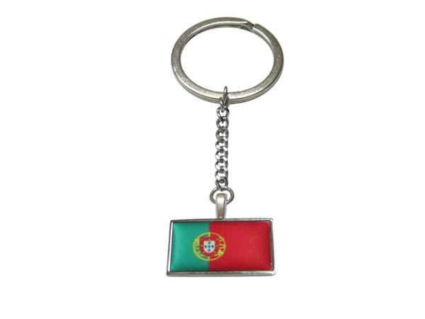 Thin Bordered Portugal Flag Pendant Keychain