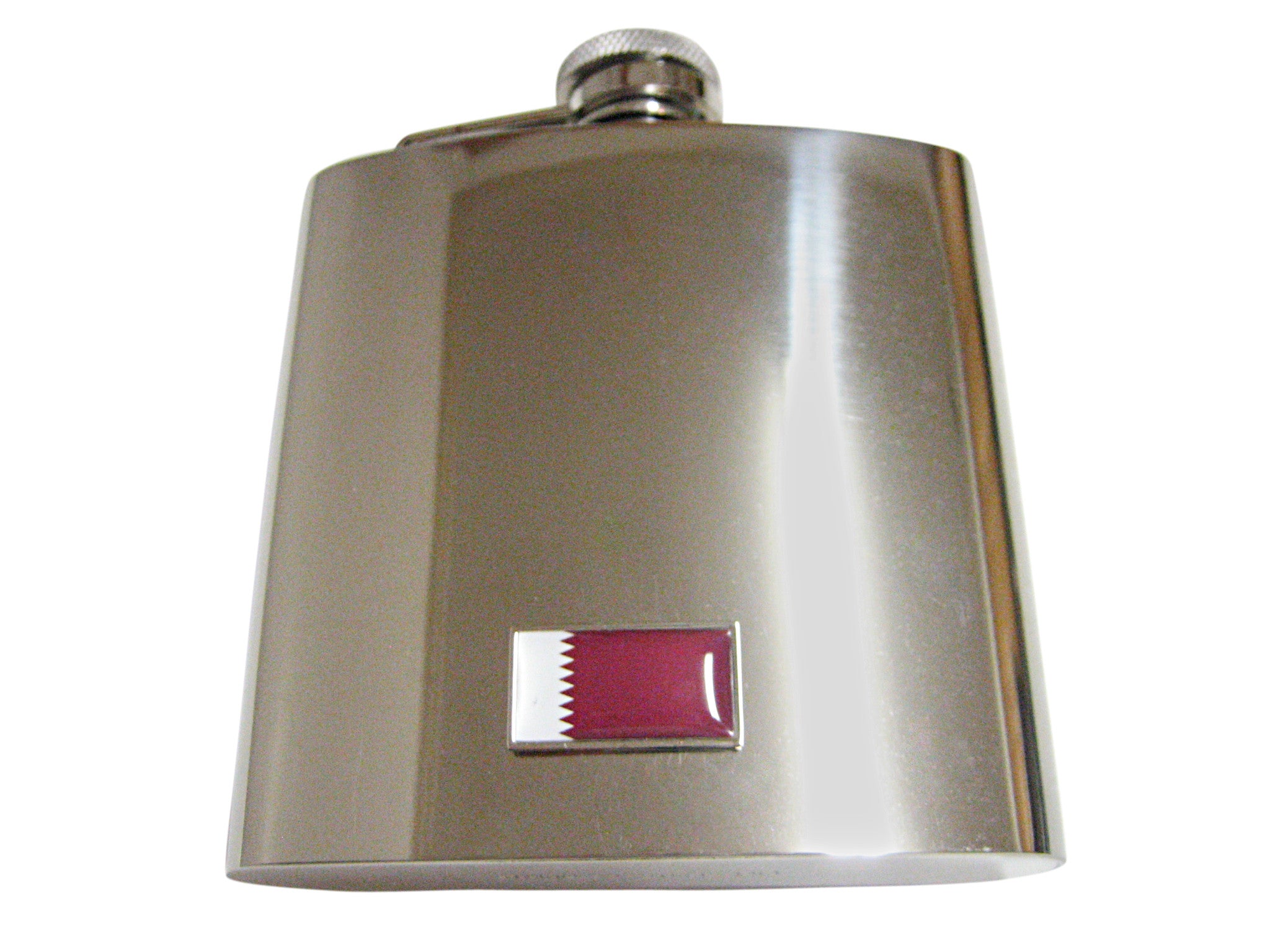 Thin Bordered Qatar Flag Pendant 6 Oz. Stainless Steel Flask