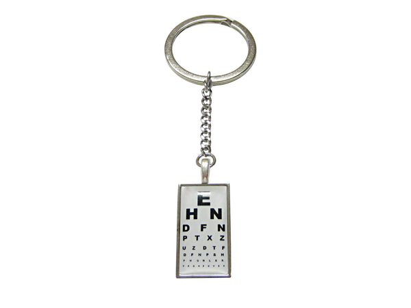 Thin Bordered Rectangular Optometrist Pendant Keychain