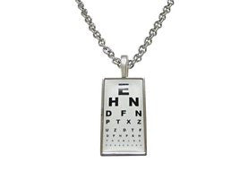 Thin Bordered Rectangular Optometrist Pendant Necklace