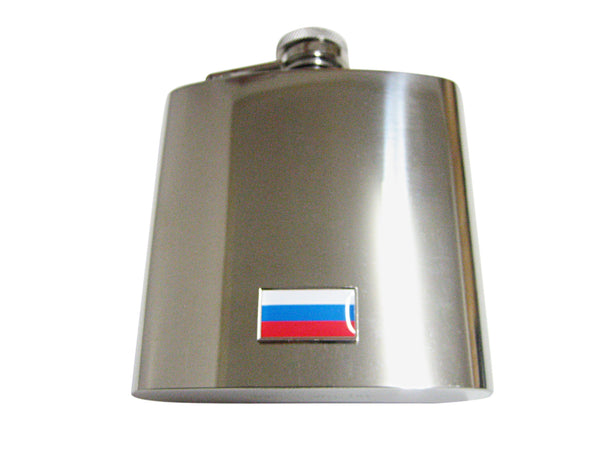 Thin Bordered Russia Flag Pendant 6 Oz. Stainless Steel Flask