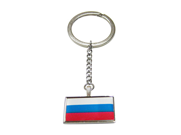 Thin Bordered Russia Flag Pendant Keychain