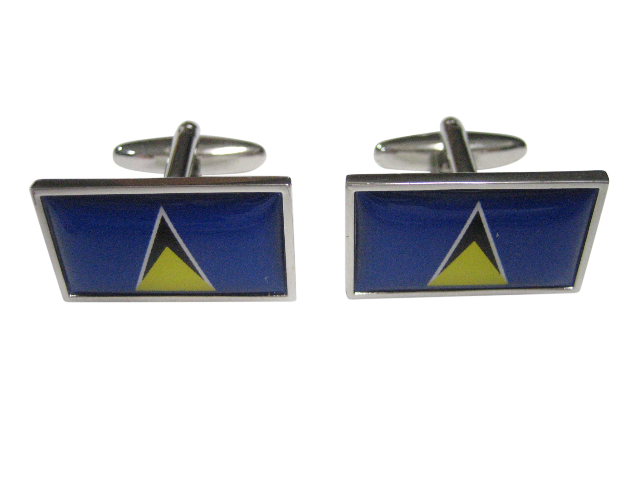 Thin Bordered Saint Lucia Flag Cufflinks