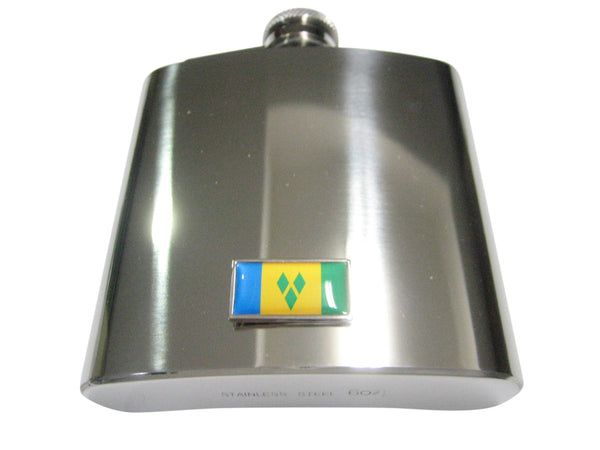 Thin Bordered Saint Vincent And The Grenadines Flag 6oz Flask