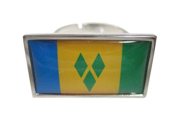 Thin Bordered Saint Vincent And The Grenadines Flag Adjustable Size Fashion Ring