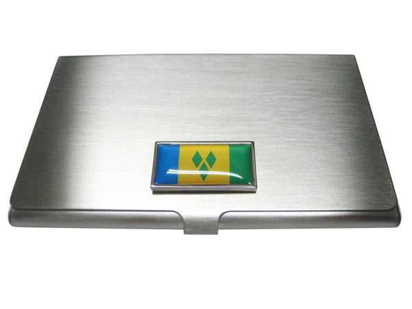 Thin Bordered Saint Vincent And The Grenadines Flag Business Card Holder