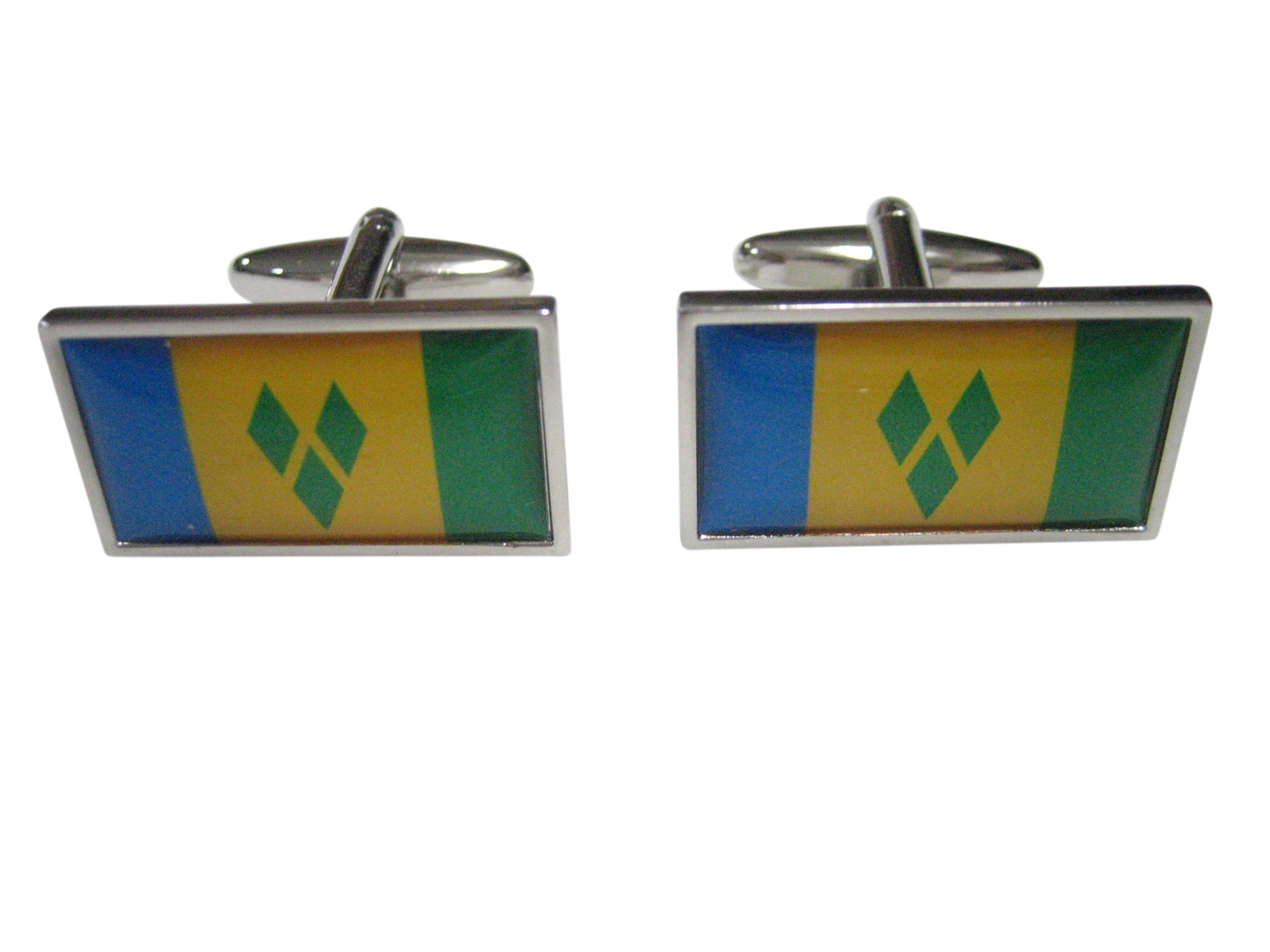 Thin Bordered Saint Vincent And The Grenadines Flag Cufflinks