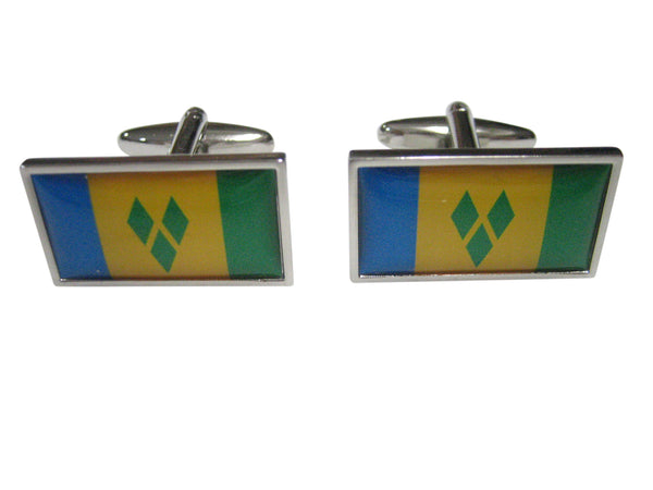 Thin Bordered Saint Vincent And The Grenadines Flag Cufflinks