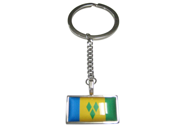 Thin Bordered Saint Vincent And The Grenadines Flag Pendant Keychain