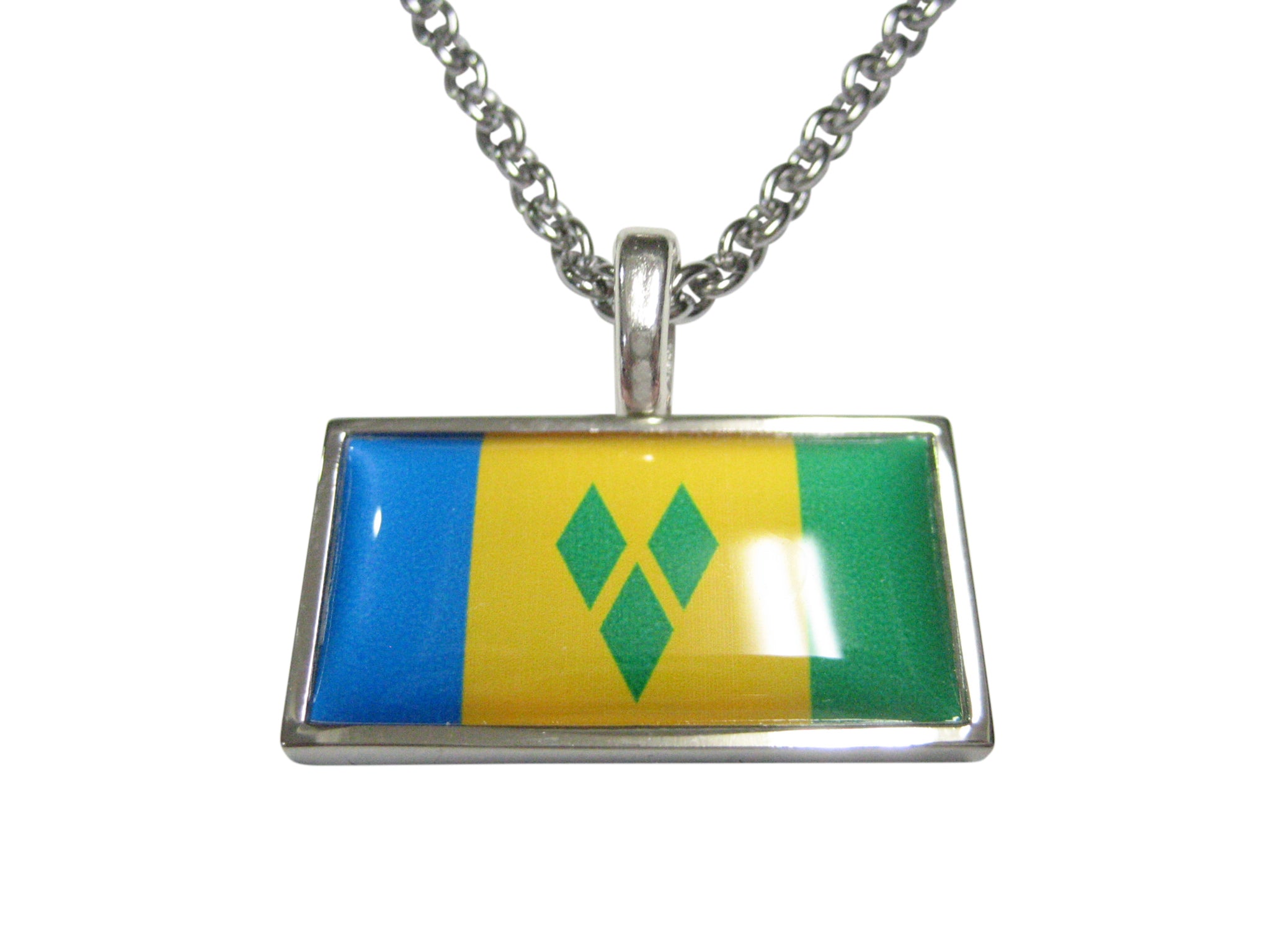 Thin Bordered Saint Vincent And The Grenadines Flag Pendant Necklace