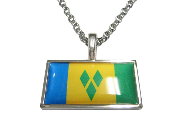 Thin Bordered Saint Vincent And The Grenadines Flag Pendant Necklace