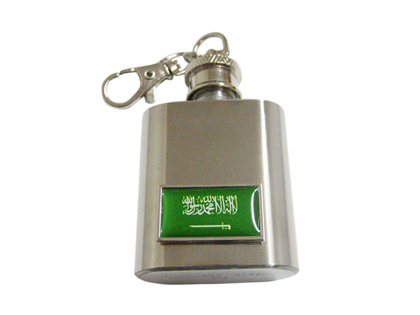 Thin Bordered Saudi Arabia Flag 1 Oz. Stainless Steel Key Chain Flask