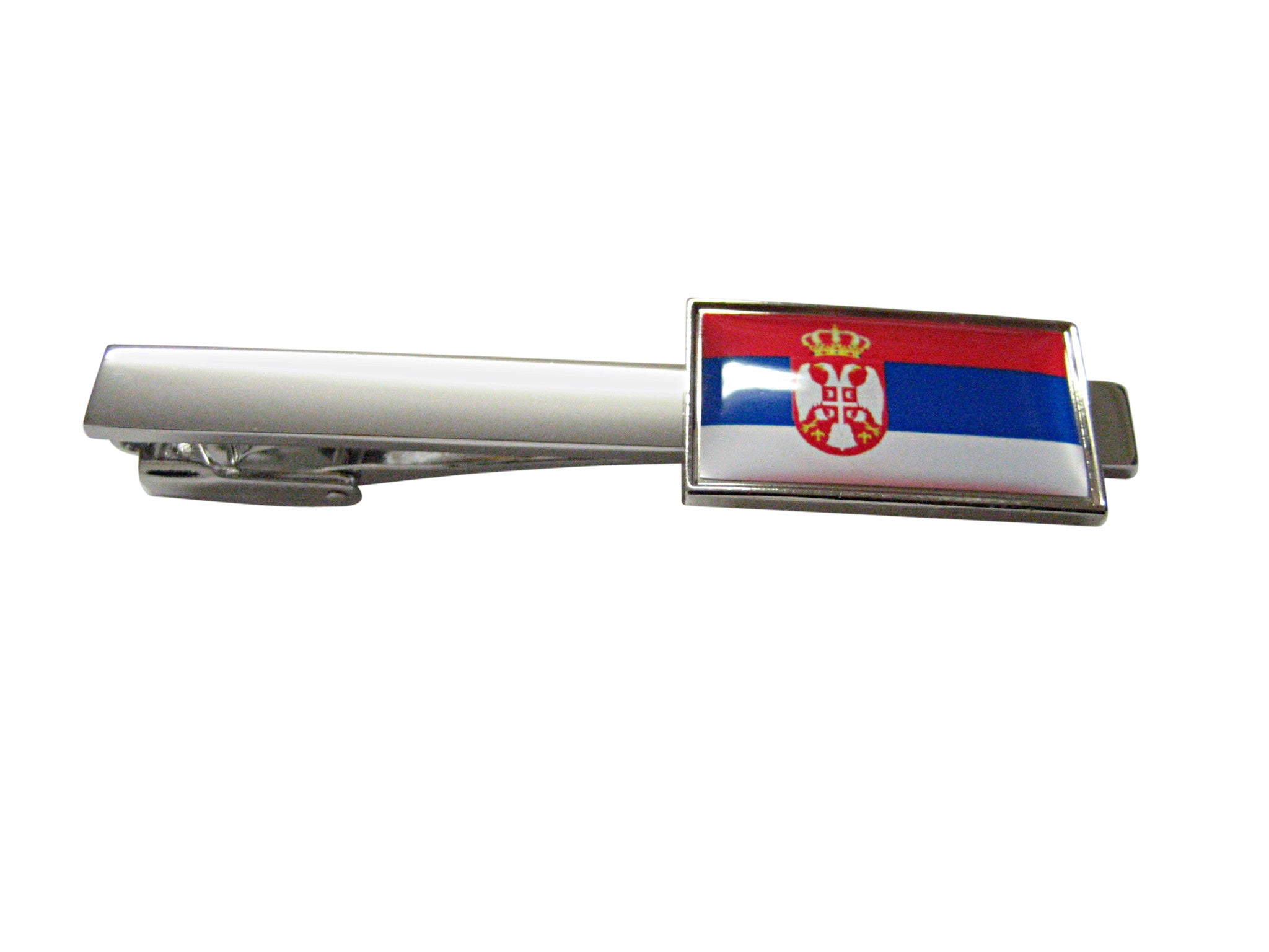 Thin Bordered Serbia Flag Square Tie Clip