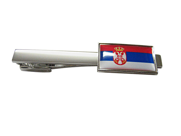 Thin Bordered Serbia Flag Square Tie Clip