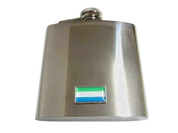 Thin Bordered Sierra Leone Flag Pendant 6 Oz. Stainless Steel Flask