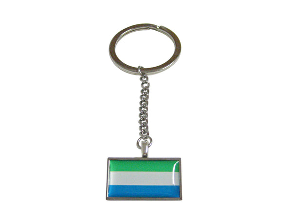 Thin Bordered Sierra Leone Flag Pendant Keychain