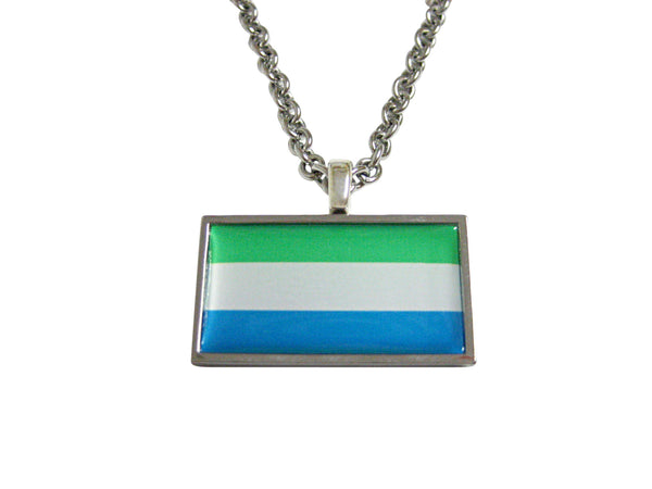 Thin Bordered Sierra Leone Flag Pendant Necklace