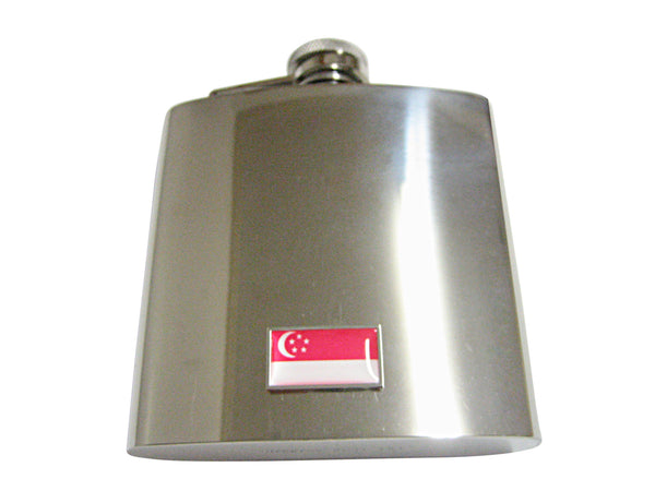 Thin Bordered Singapore Flag 6 Oz. Stainless Steel Flask