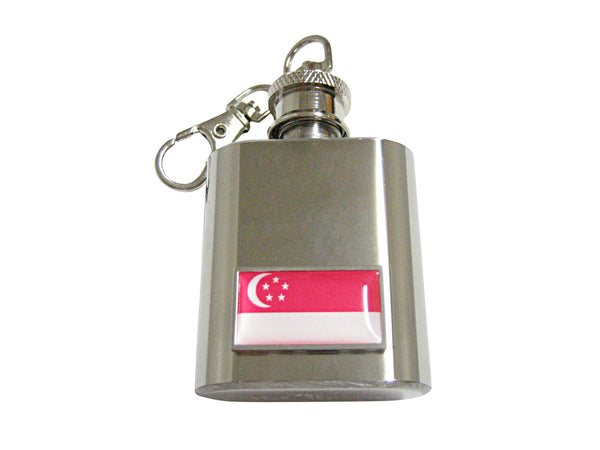 Thin Bordered Singapore Flag 1 Oz. Stainless Steel Key Chain Flask